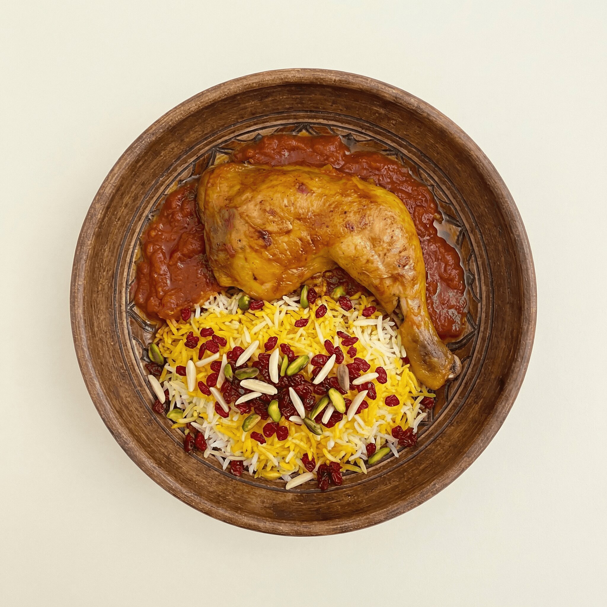 Zereshk Polo with Chicken Leg