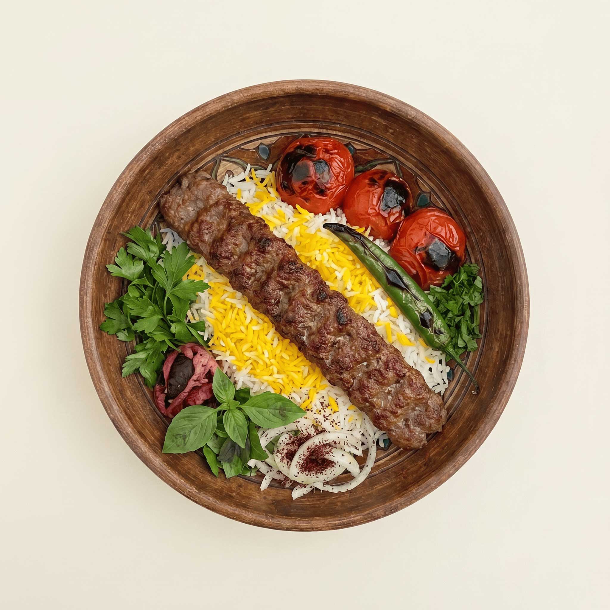 Koobideh Kebab with Rice (1 Skewers)